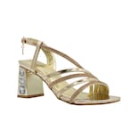 Zapatilla Tacon Ancho Color Oro Formal Evento Social Dorado