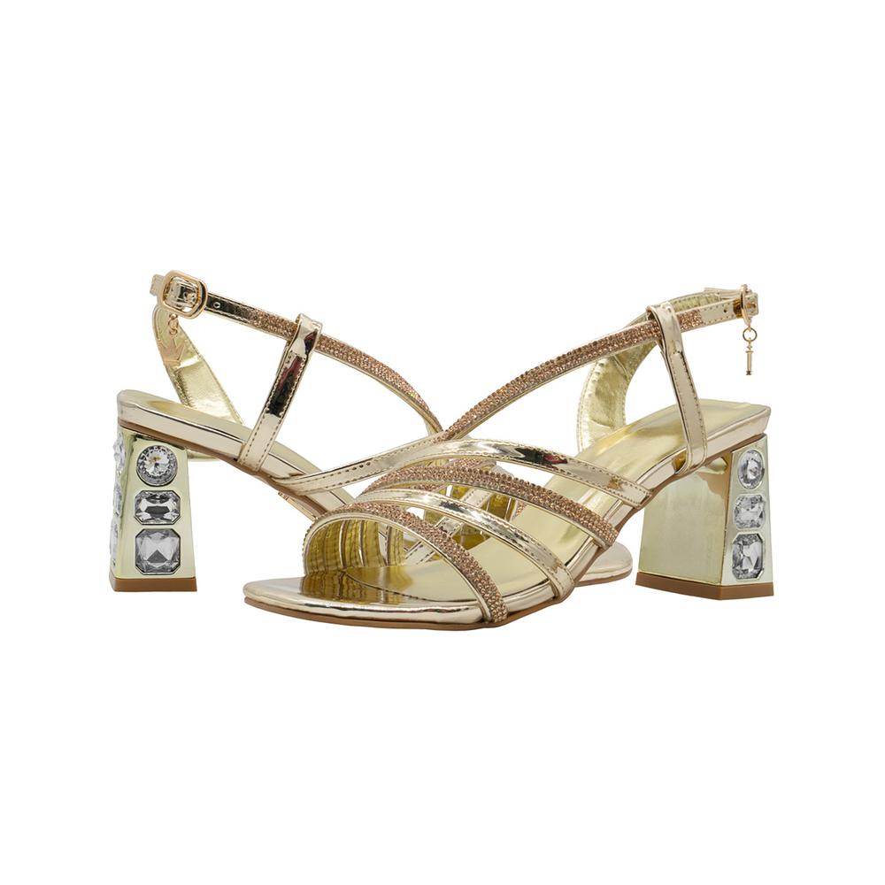 Foto 6 | Zapatilla Tacon Ancho Color Oro Formal Evento Social Dorado