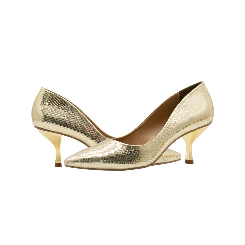 Foto 7 pulgar | Zapatilla Salamandra  Para Dama Stiletto Oro Ingles Dorado