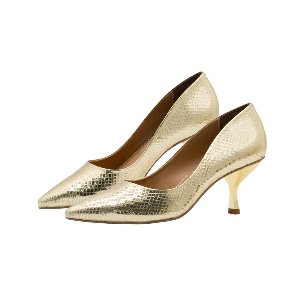 Foto 8 pulgar | Zapatilla Salamandra  Para Dama Stiletto Oro Ingles Dorado