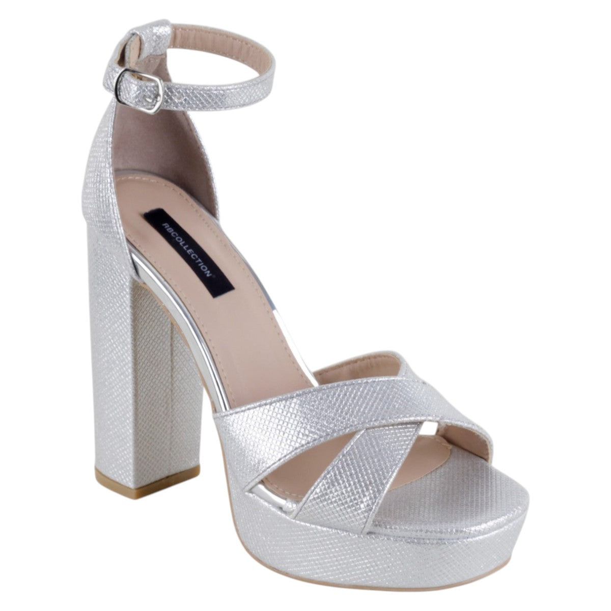 Sandalia Con Tacón Exterior Sintético Color Plata Para Mujer De Rbcollection