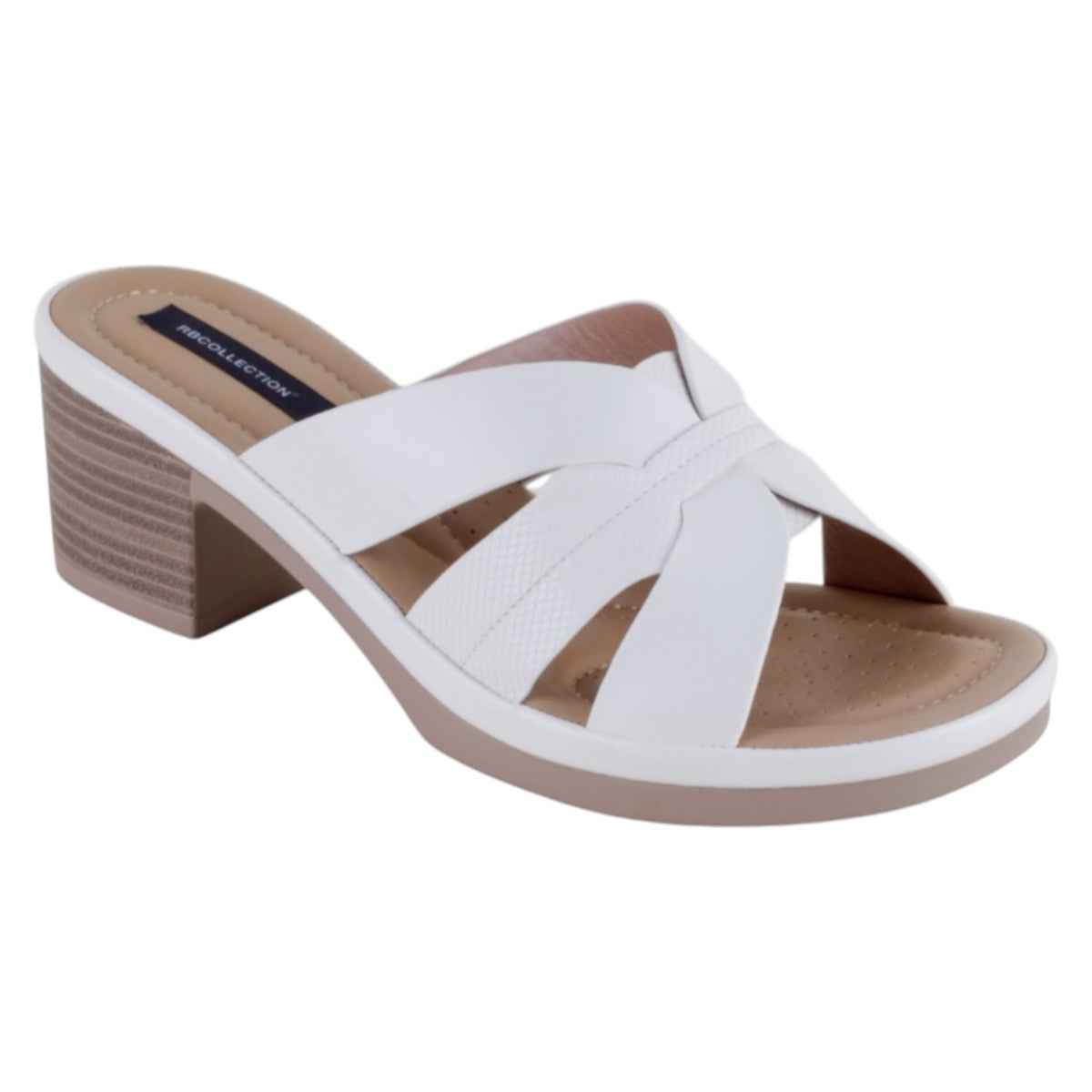 Sandalia Con Tacón Exterior Piel Vegana Color Blanco Para Mujer De Rbcollection