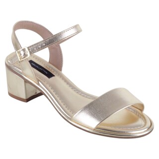 Foto 1 | Sandalia Con Tacón Exterior Sintético Color Dorado Para Mujer De Rbcollection