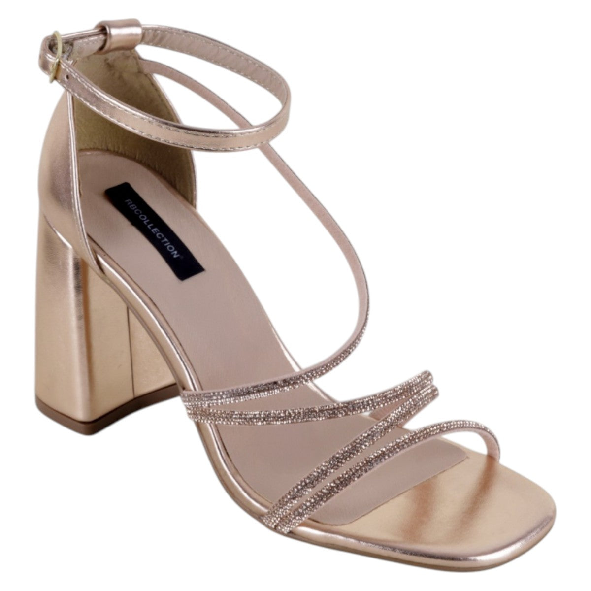 Sandalia Con Tacón Exterior Sintético Color Dorado Para Mujer De Rbcollection