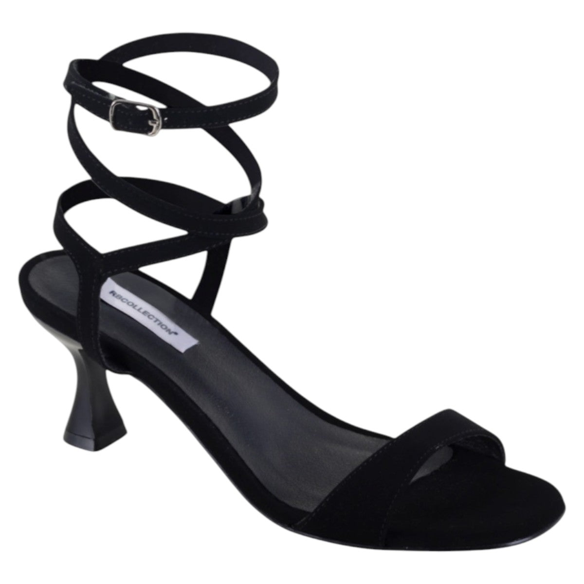 Sandalia Con Tacón Exterior Textil Color Negro Para Mujer De Rbcollection