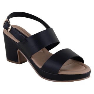 Foto 1 | Sandalia Con Tacón Exterior Piel Vegana Color Negro Para Mujer De Rbcollection