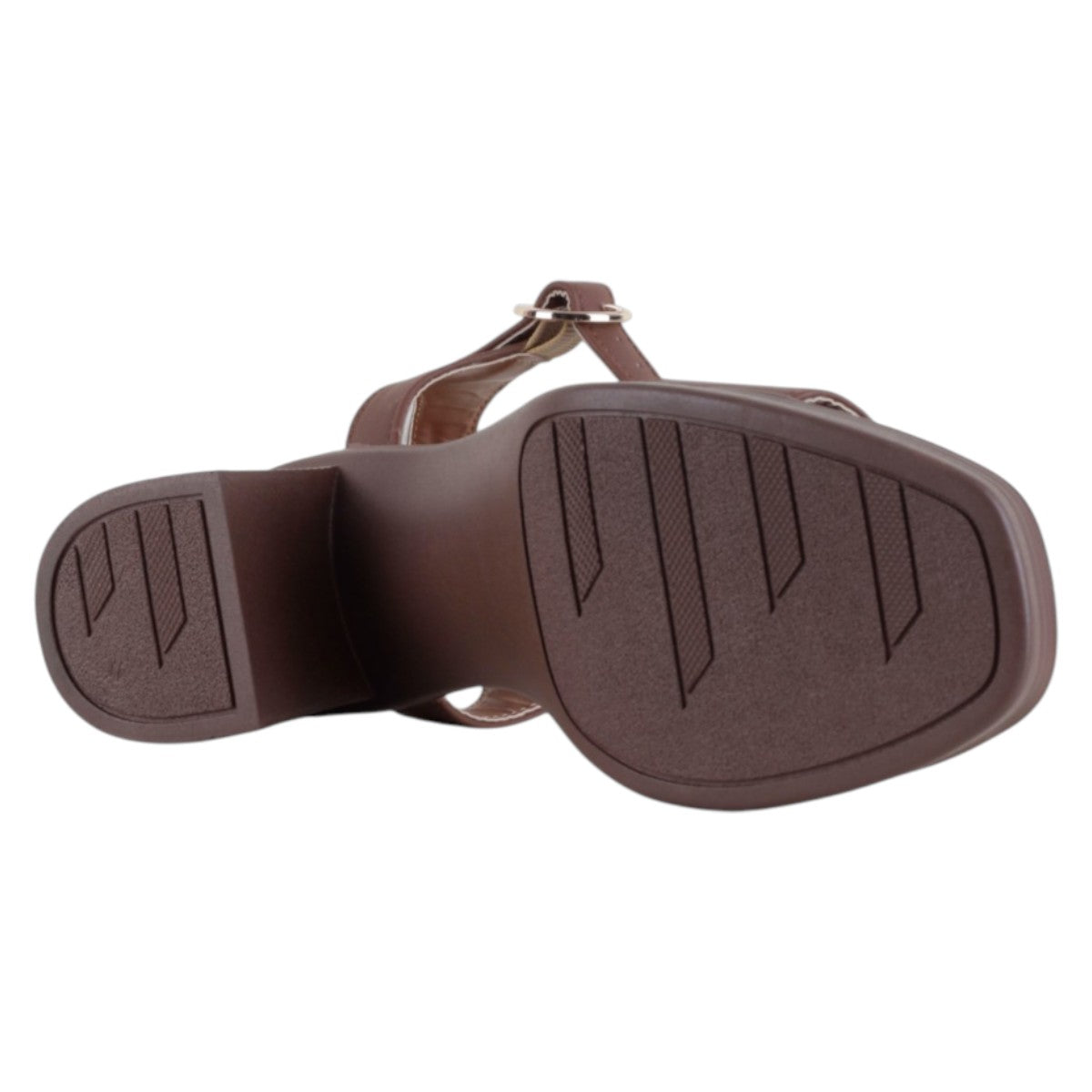 Foto 5 pulgar | Sandalia Con Tacón Exterior Piel Vegana Color Café Para Mujer De Rbcollection