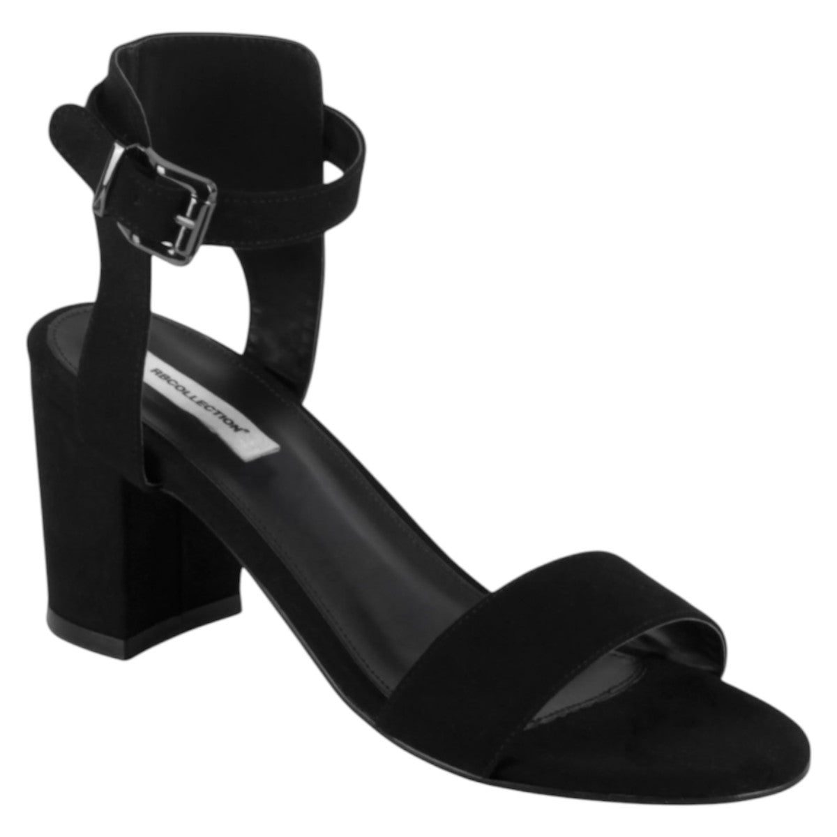 Sandalia Con Tacón Exterior Textil Color Negro Para Mujer De Rbcollection
