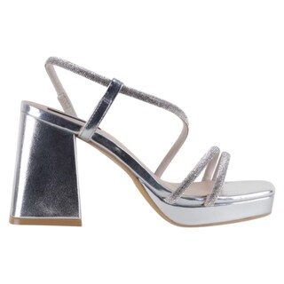 Foto 2 | Sandalia Con Tacón Exterior Sintético Color Plata Para Mujer De Rbcollection