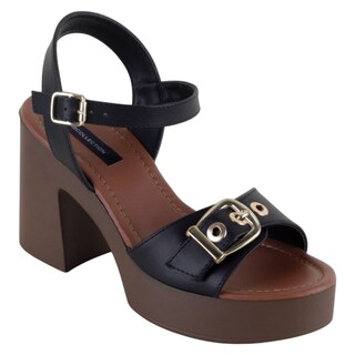 Foto 1 | Sandalia Con Tacón Exterior Piel Vegana Color Negro Para Mujer De Rbcollection