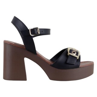 Foto 2 | Sandalia Con Tacón Exterior Piel Vegana Color Negro Para Mujer De Rbcollection