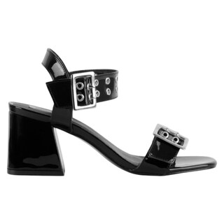 Foto 2 | Sandalia Con Tacón Exterior Charol Color Negro Para Mujer De Rbcollection