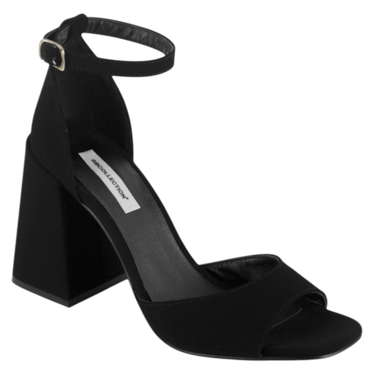 Sandalia Con Tacón Exterior Textil Color Negro Para Mujer De Rbcollection