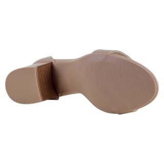 Foto 4 | Sandalia Con Tacón Exterior Piel Vegana Color Beige Para Mujer De Rbcollection