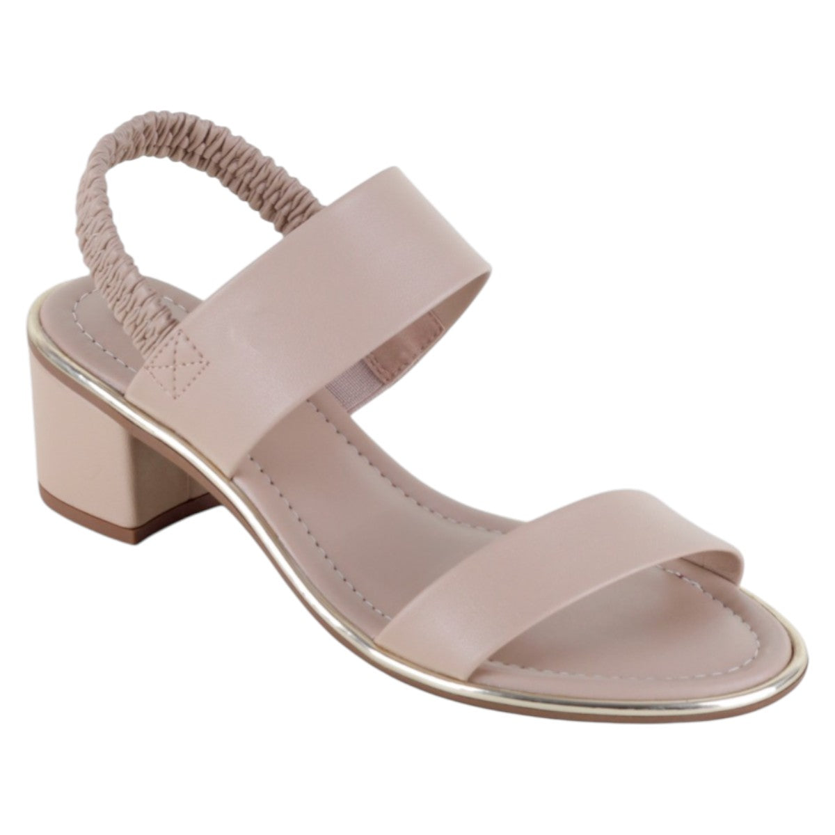 Sandalia Con Tacón Exterior Piel Vegana Color Beige Para Mujer De Rbcollection