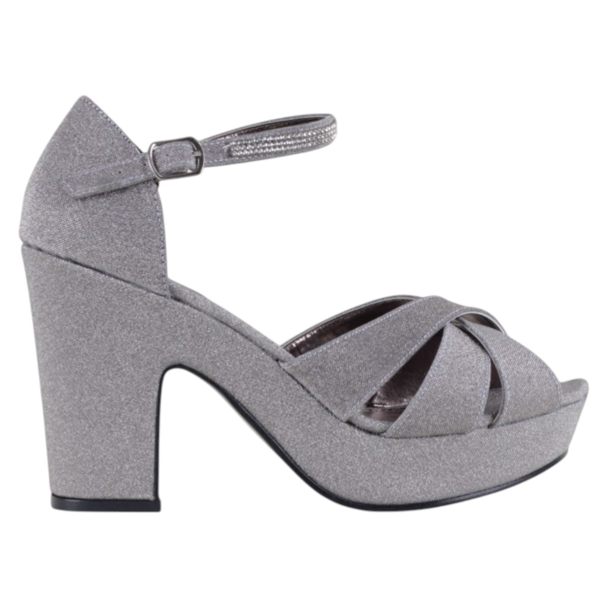 Foto 3 pulgar | Sandalia Con Tacón Exterior Textil Color Plata Para Mujer De Rbcollection