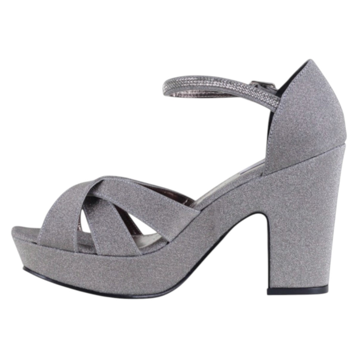 Foto 4 pulgar | Sandalia Con Tacón Exterior Textil Color Plata Para Mujer De Rbcollection