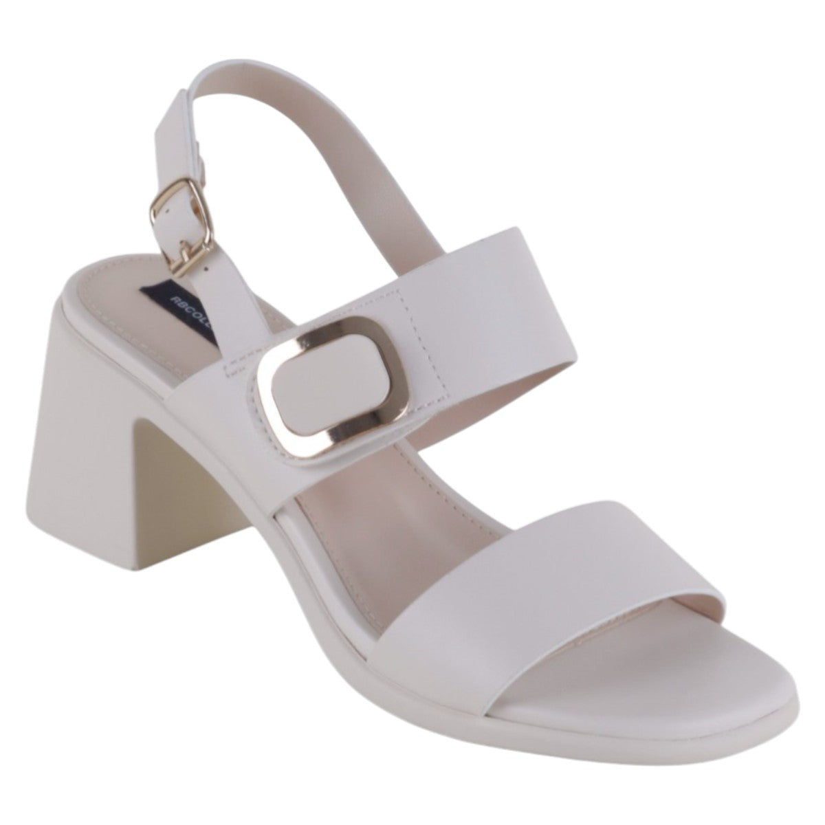 Sandalia Con Tacón Exterior Piel Vegana Color Beige Para Mujer De Rbcollection