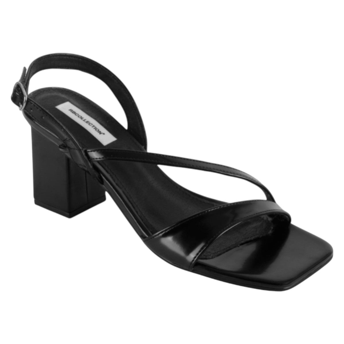 Sandalia Con Tacón Exterior Piel Vegana Color Negro Para Mujer De Rbcollection