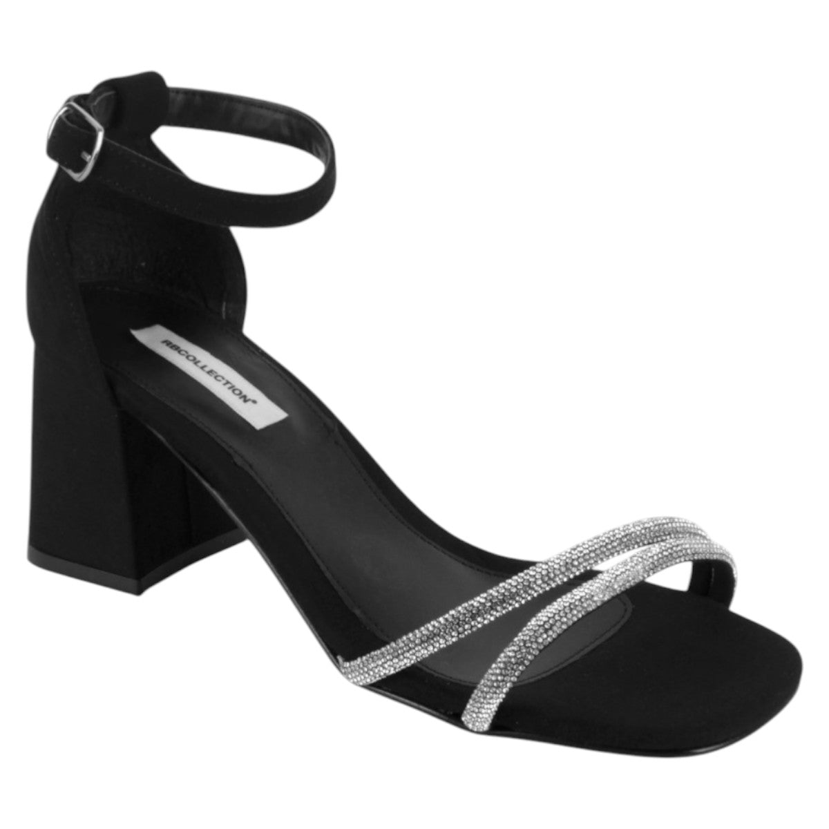 Sandalia Con Tacón Exterior Gamuza Color Negro Para Mujer De Rbcollection