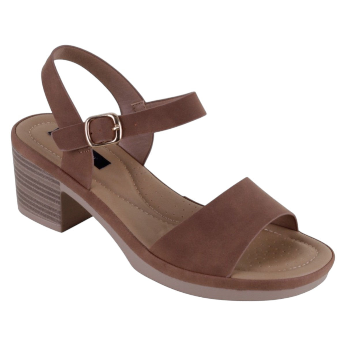 Sandalia Con Tacón Exterior Textil Color Café Para Mujer De Rbcollection