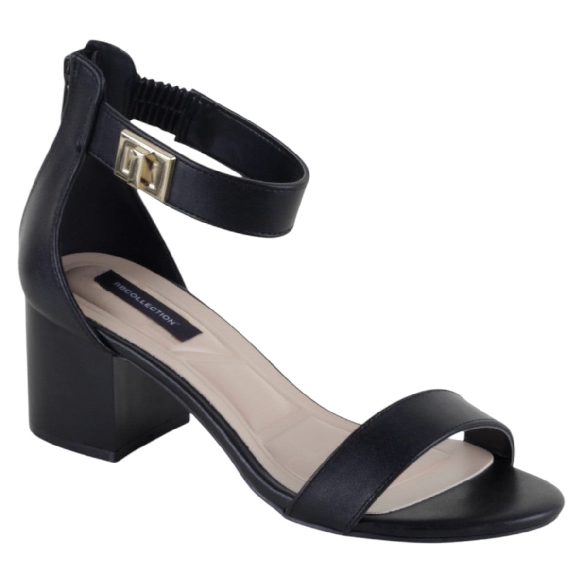 Sandalia Con Tacón Exterior Piel Vegana Color Negro Para Mujer De Rbcollection