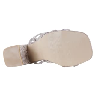 Foto 4 | Sandalia Con Tacón Exterior Piel Vegana Color Beige Para Mujer De Rbcollection
