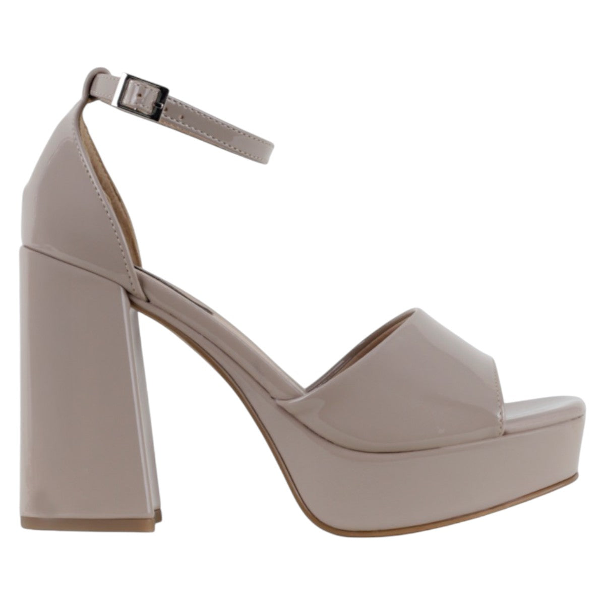 Foto 3 pulgar | Sandalia Con Tacón Exterior Charol Color Beige Para Mujer De Rbcollection