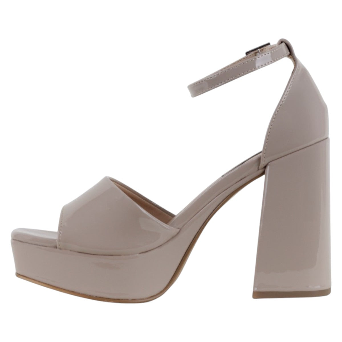 Foto 4 pulgar | Sandalia Con Tacón Exterior Charol Color Beige Para Mujer De Rbcollection