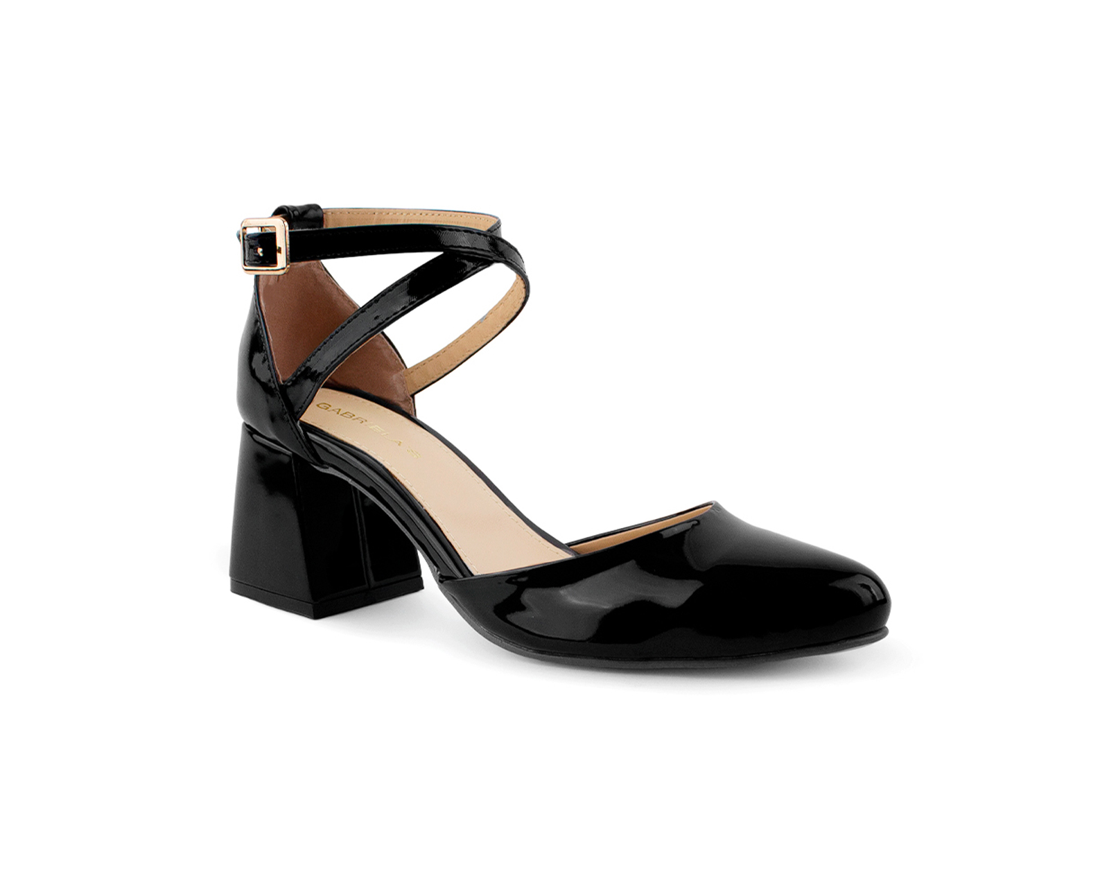 Zapatilla Color Negro Charol Material Sintético