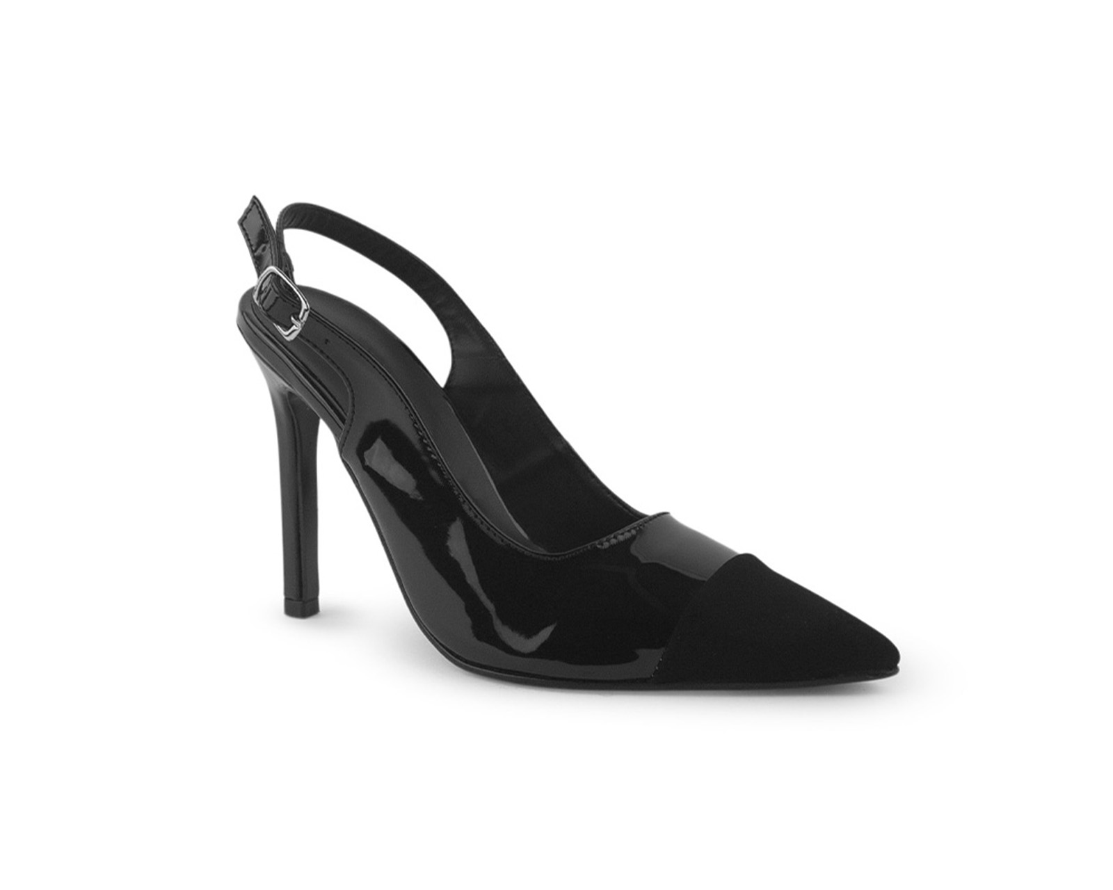 Zapatilla Color Negro Tacón Aguja Material Sintético