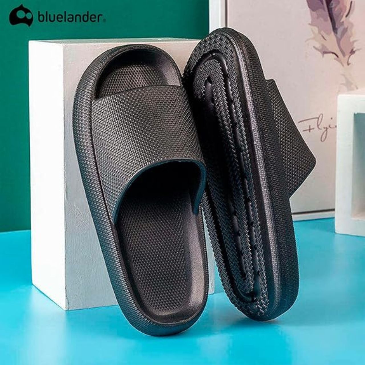Foto 5 pulgar | Sandalias Antideslizantes Bluelander Negro Con Plataforma