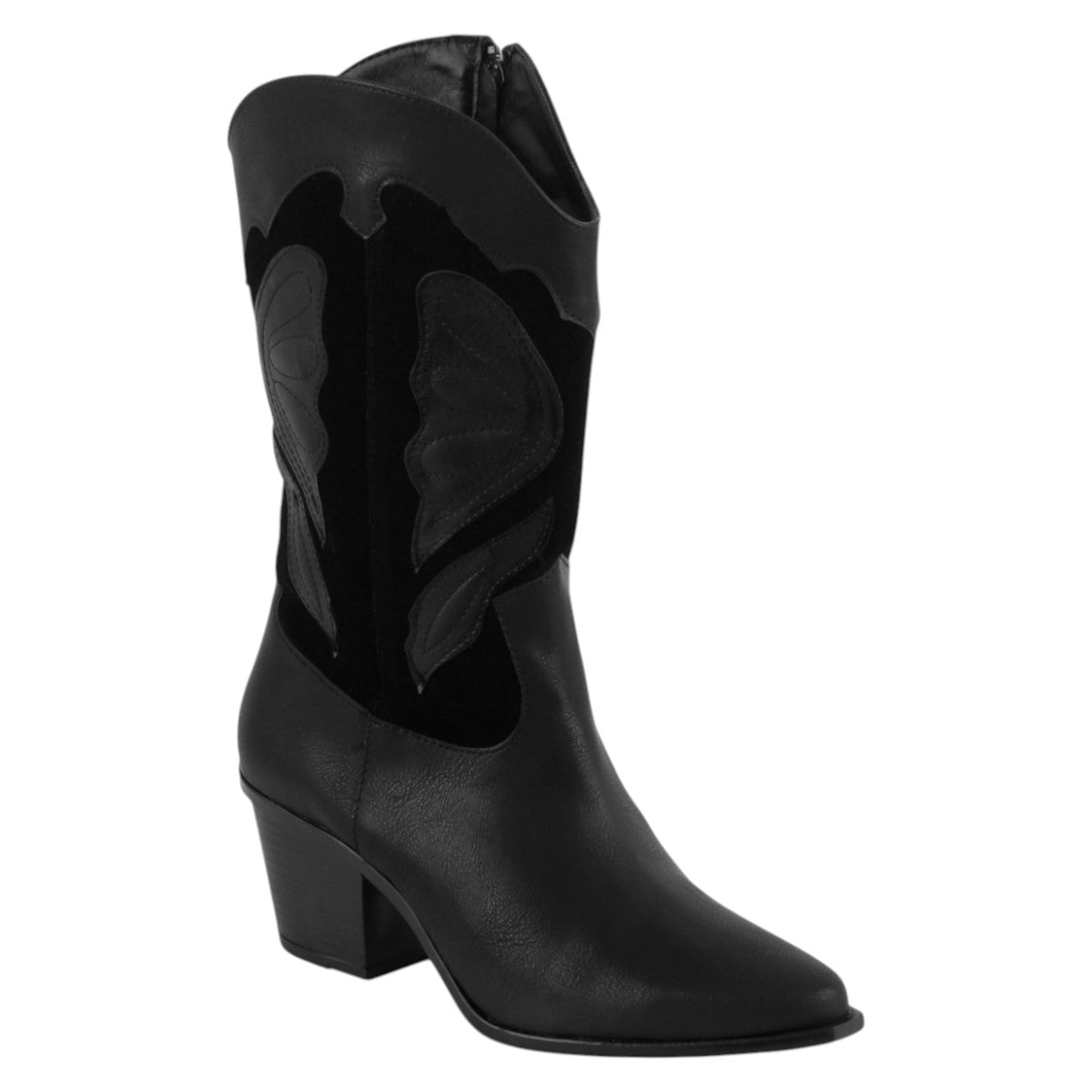 Foto 1 | Botas Tipo Western Exterior Piel Vegana Color Negro Para Mujer De Rbcollection