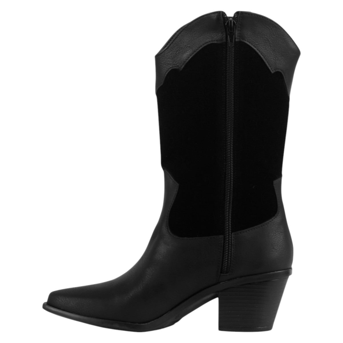 Foto 3 | Botas Tipo Western Exterior Piel Vegana Color Negro Para Mujer De Rbcollection