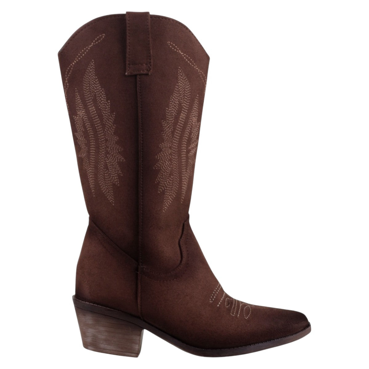Foto 2 | Botas Tipo Western Exterior Gamuza Sintética Color Café Para Mujer De Rbcollection