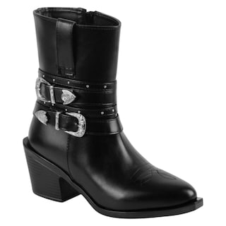 Foto 1 | Botas Tipo Western Exterior Piel Vegana Color Negro Para Mujer De Rbcollection