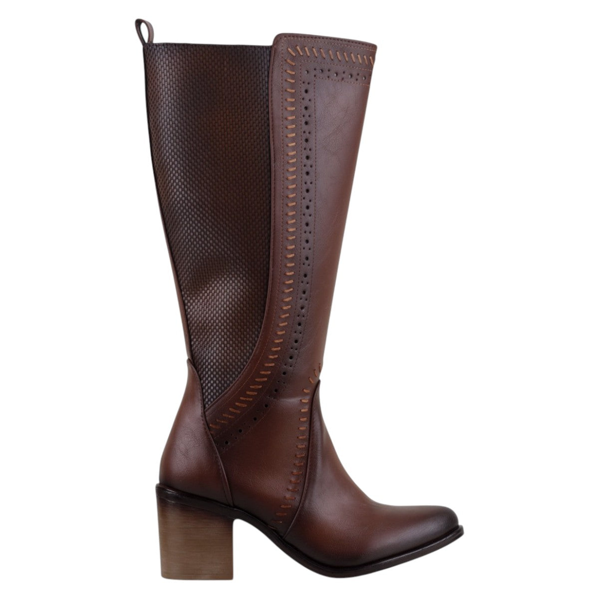 Foto 3 pulgar | Botas Tipo Western Exterior Piel Vegana Color Café Para Mujer De Rbcollection