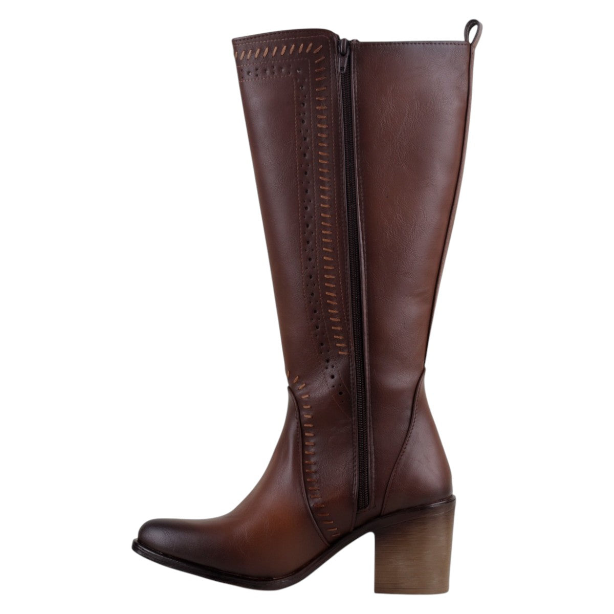Foto 4 pulgar | Botas Tipo Western Exterior Piel Vegana Color Café Para Mujer De Rbcollection