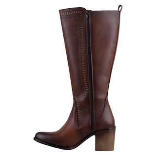 Foto 3 | Botas Tipo Western Exterior Piel Vegana Color Café Para Mujer De Rbcollection