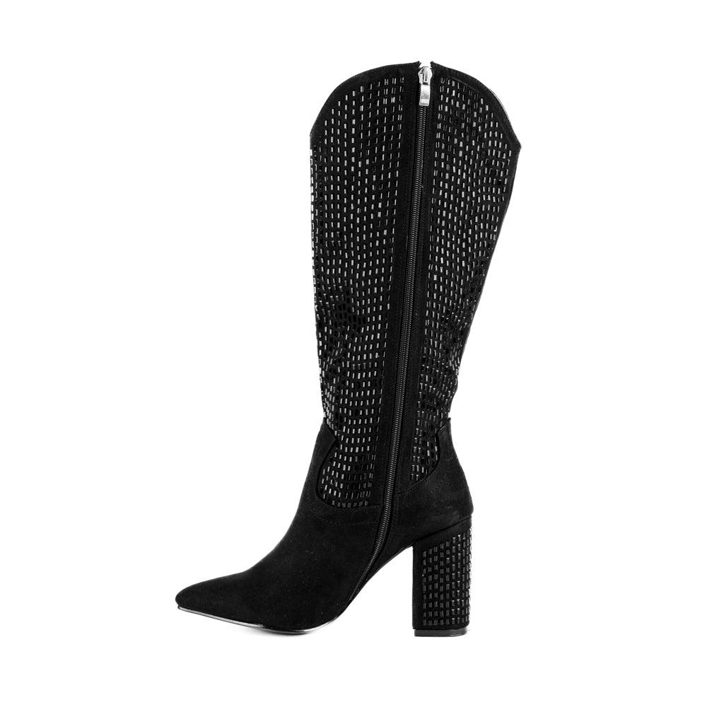Foto 5 pulgar | Bota Vaquera Tacón Brillos 9cm Para Mujer Walki Briana Negro