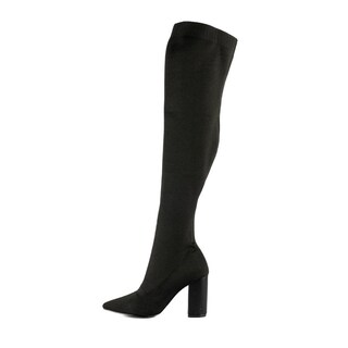 Foto 3 | Bota Alta Elástica Moda Tacón 9cm Para Mujer Walki Ofelia Negro
