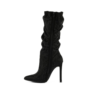 Foto 1 | Bota Alta Moda Brillo Tacón 11cm De Mujer Walki Lorena Negro