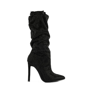 Foto 2 | Bota Alta Moda Brillo Tacón 11cm De Mujer Walki Lorena Negro