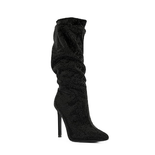 Foto 3 | Bota Alta Moda Brillo Tacón 11cm De Mujer Walki Lorena Negro