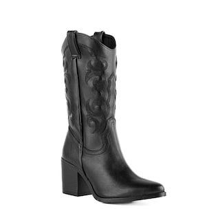 Foto 2 | Bota Vaquera Tacón Moda 7cm Para Mujer Walki Josefina Negro
