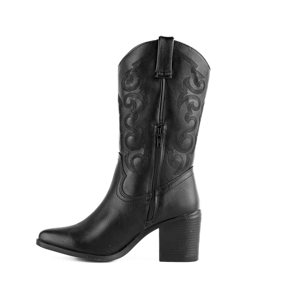 Foto 3 | Bota Vaquera Tacón Moda 7cm Para Mujer Walki Josefina Negro