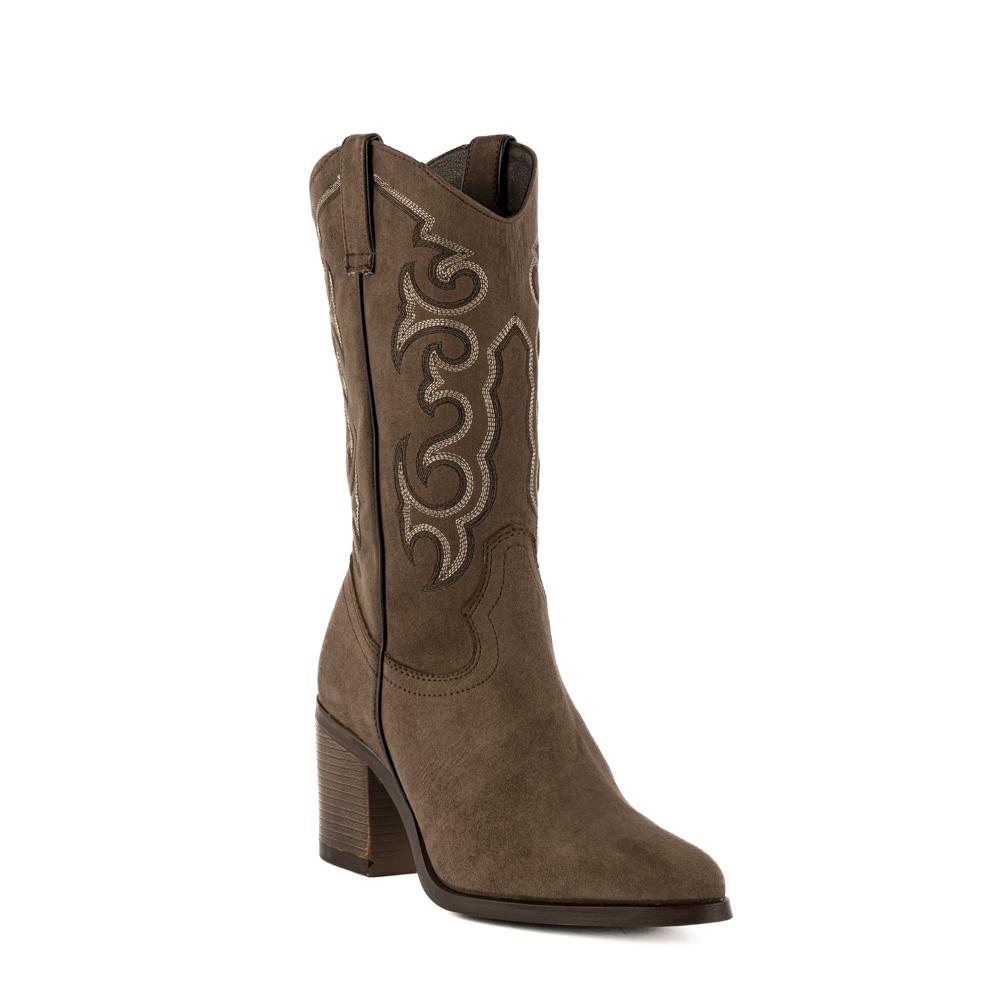 Foto 3 pulgar | Bota Vaquera Tacón Moda 7cm Para Mujer Walki Josefina Cafe