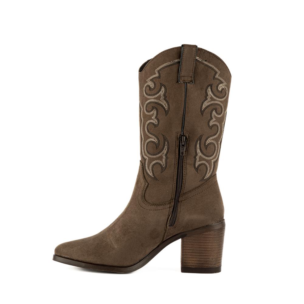 Foto 4 pulgar | Bota Vaquera Tacón Moda 7cm Para Mujer Walki Josefina Cafe