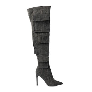 Foto 1 | Bota Alta Moda Puntal Mezclilla 11cm De Mujer Walki Lorenza Negro