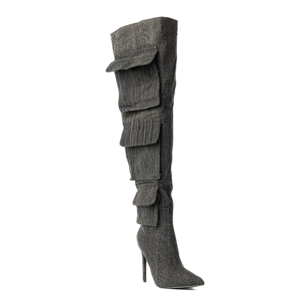 Foto 5 | Bota Alta Moda Puntal Mezclilla 11cm De Mujer Walki Lorenza Negro